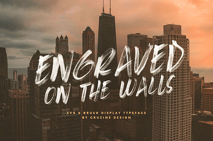 Engraved on the Walls Svg Brush Font, a Handwritten Font by Cruzine