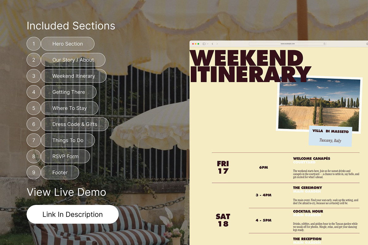 Masseto — Tuscan Wedding Site, a Squarespace Template by WebInAWeek (Photo 2 of 6)