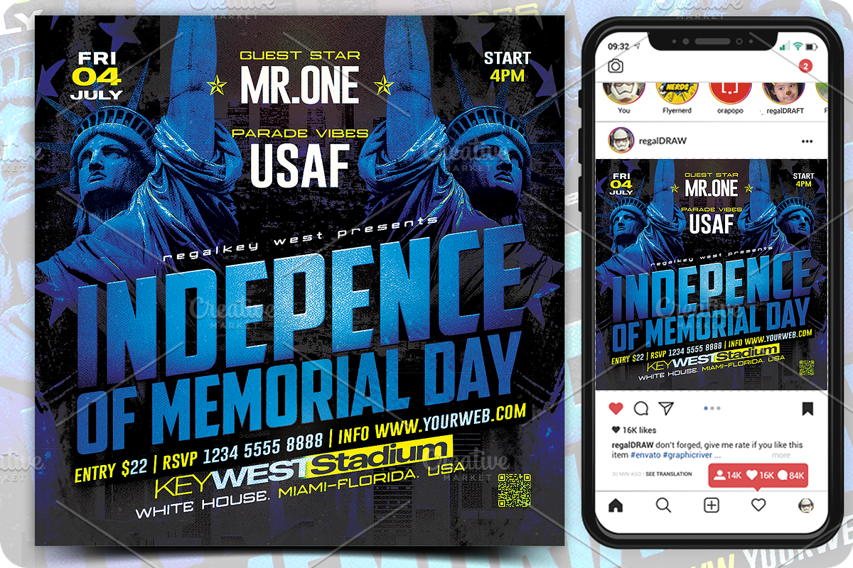 USA Event Flyer, a Flyer Template by regalDRAW (Photo 1 of 3)