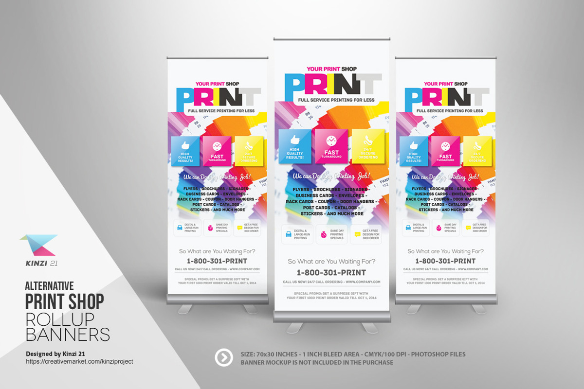 Print Shop Roll-up Banner Templates, a Templates \u0026 Theme by kinzi21, image size:1200x800