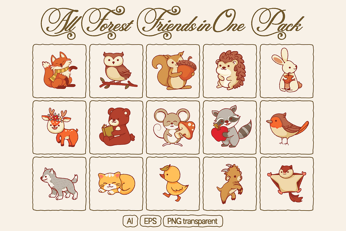 Whimsical Forest Friend - Vector Set, an Animal Illustration by Invisual Studio (Photo 2 of 9)