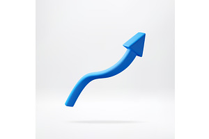 3D Blue wavy arrow pointing upward, a Finance Illustration by Abscent