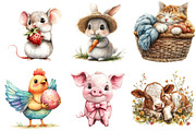 Cute Farm Animals Watercolor Clipart, an Illustration by Watercolor design (Thumbnail 3 of 4)