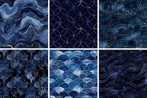 Navy Shimmers Seamless Patterns