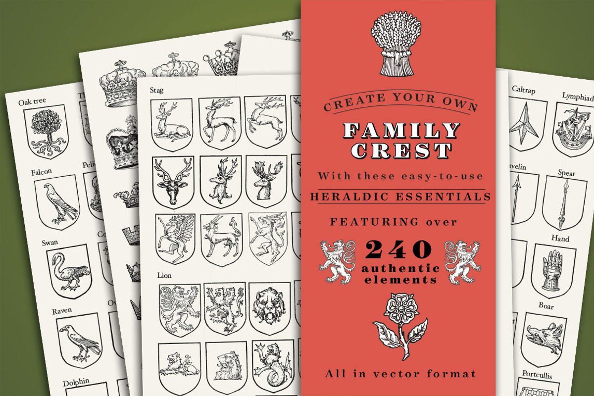 Heraldic Crest Elements, an Illustration by BlackBird Foundry (Photo 1 of 2)