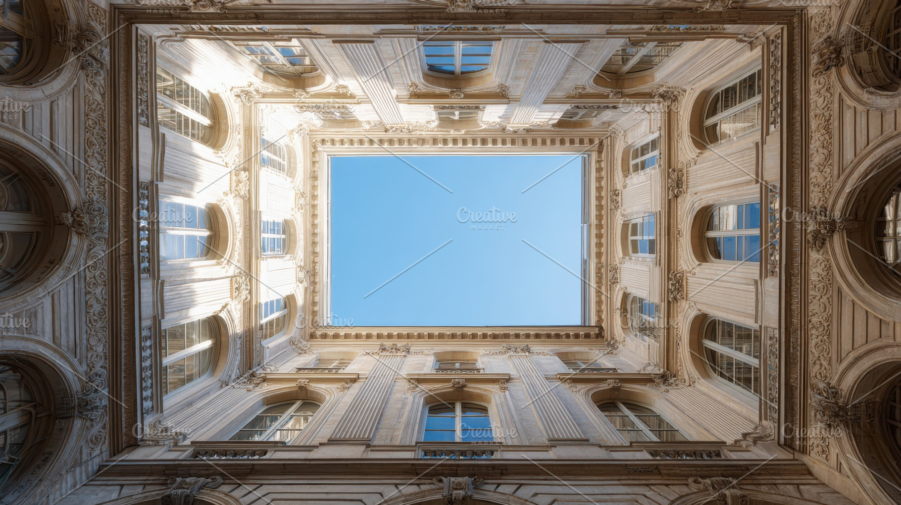 Beautiful courtyard seen from below, a Photo by Beautiful things