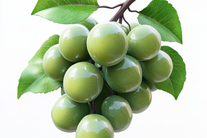 Bunch of ripe green grapes with gree, a Food & Drink Photo by Pixeness Studio