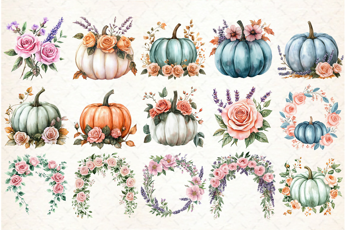 Watercolor Fall Flower Clipart, an Illustration by Libby Wishes (Photo 2 of 7)