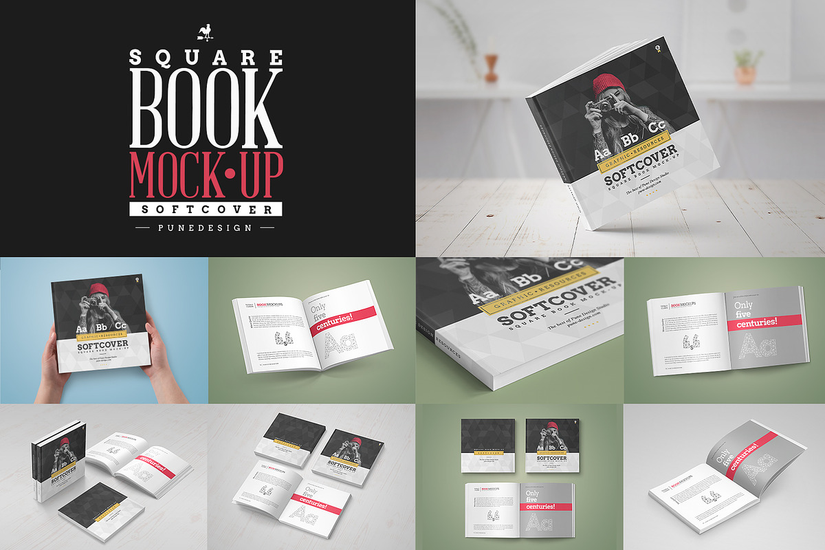 Softcover Square Book Mock-Up, a Books & Magazine Mockup by PuneDesign (Photo 1 of 11)