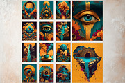 Afro Surreal Printable Digital Paper, a Decorative Illustration by ThatsDesignArt (Thumbnail 3 of 16)