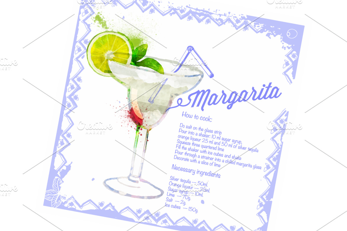 Watercolor set cocktails a cooking, a Food Illustration by Vikpit (Photo 3 of 11)