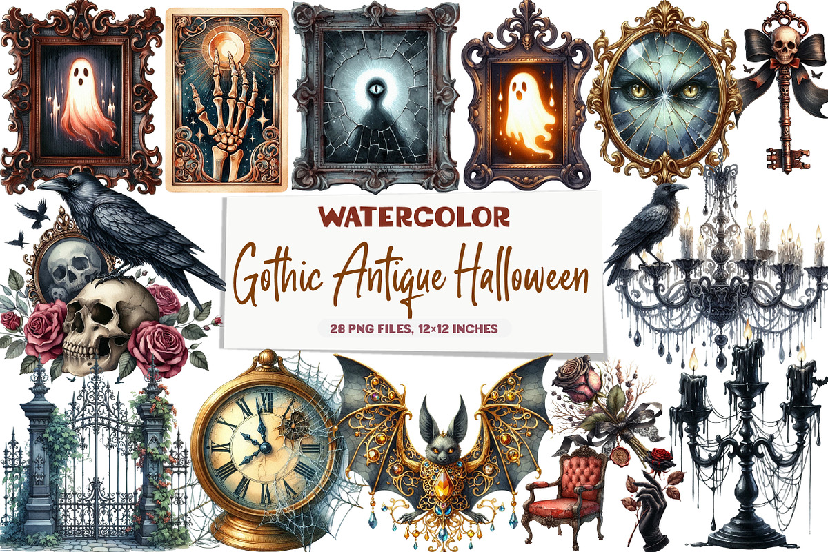 Gothic Antique Halloween Clipart, an Illustration by DreamArtGraphic (Photo 1 of 4)
