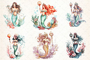Watercolor Mermaid Clipart, an Illustration by DreamCafeArt (Thumbnail 2 of 3)