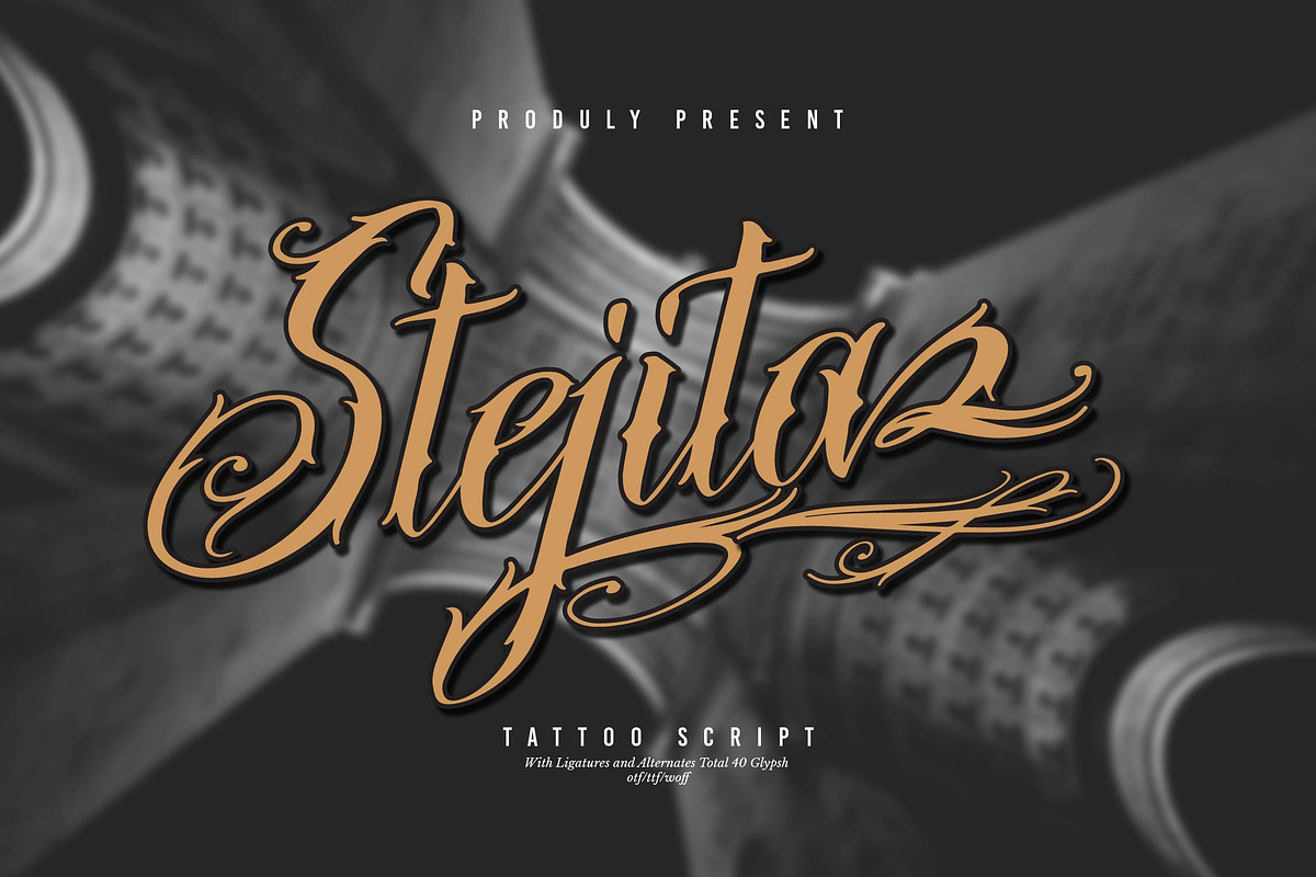 Stejita | Tattoo Script Font, a Script Font by Denustudios (Photo 1 of 14)