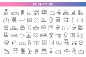 Set of outline furniture icons
