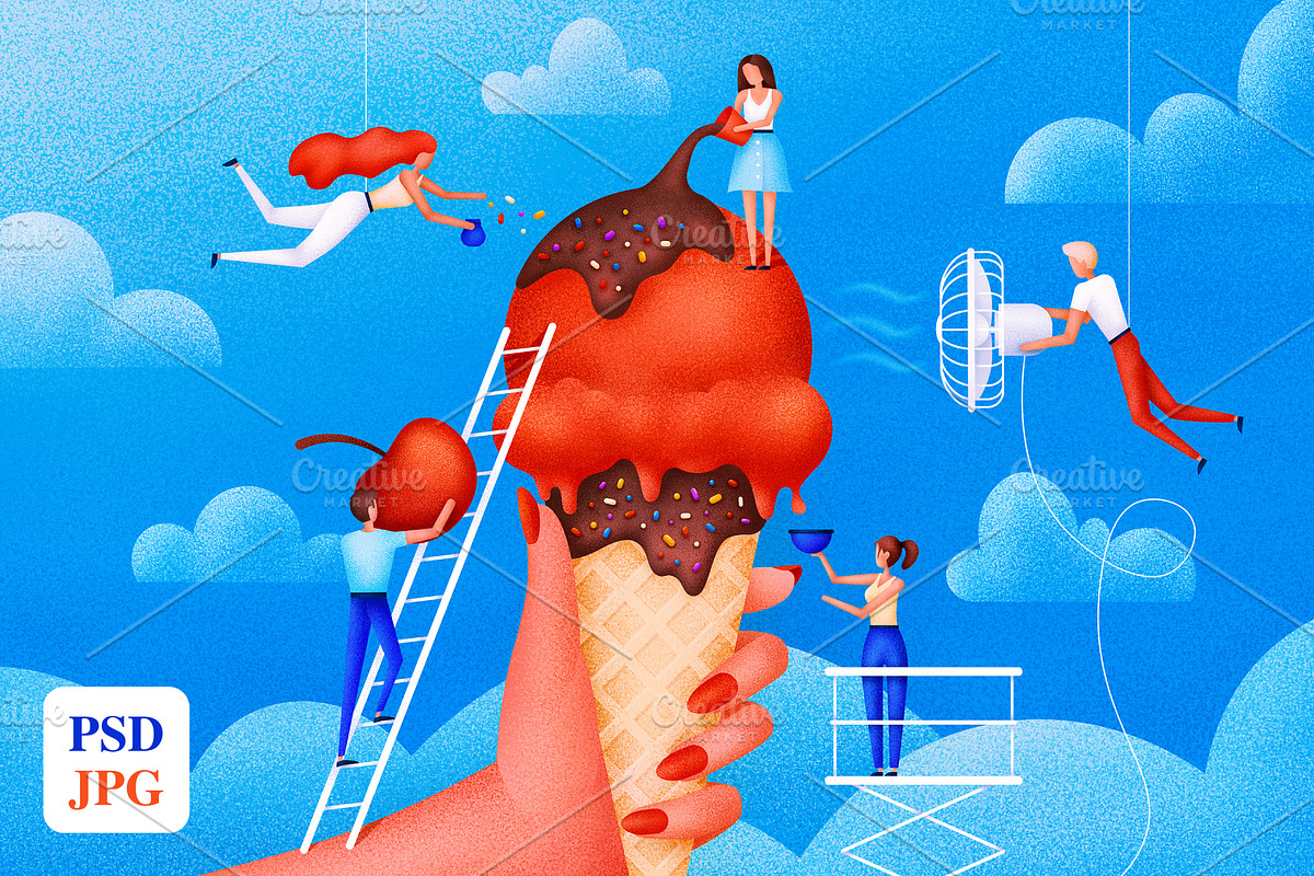 Ice Сream illustration, a Food Illustration by KREARTY