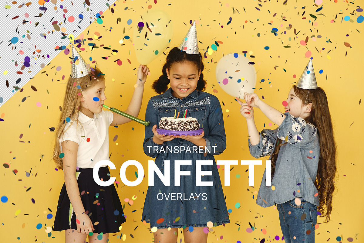 20 Transparent Confetti Overlays, an Object Graphic by smishura (Photo 1 of 4)