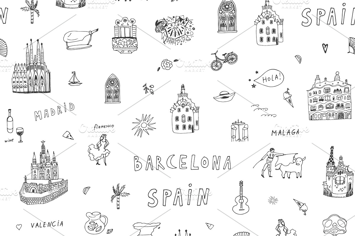 Barcelona, a Pattern Graphic by GooseFrol
