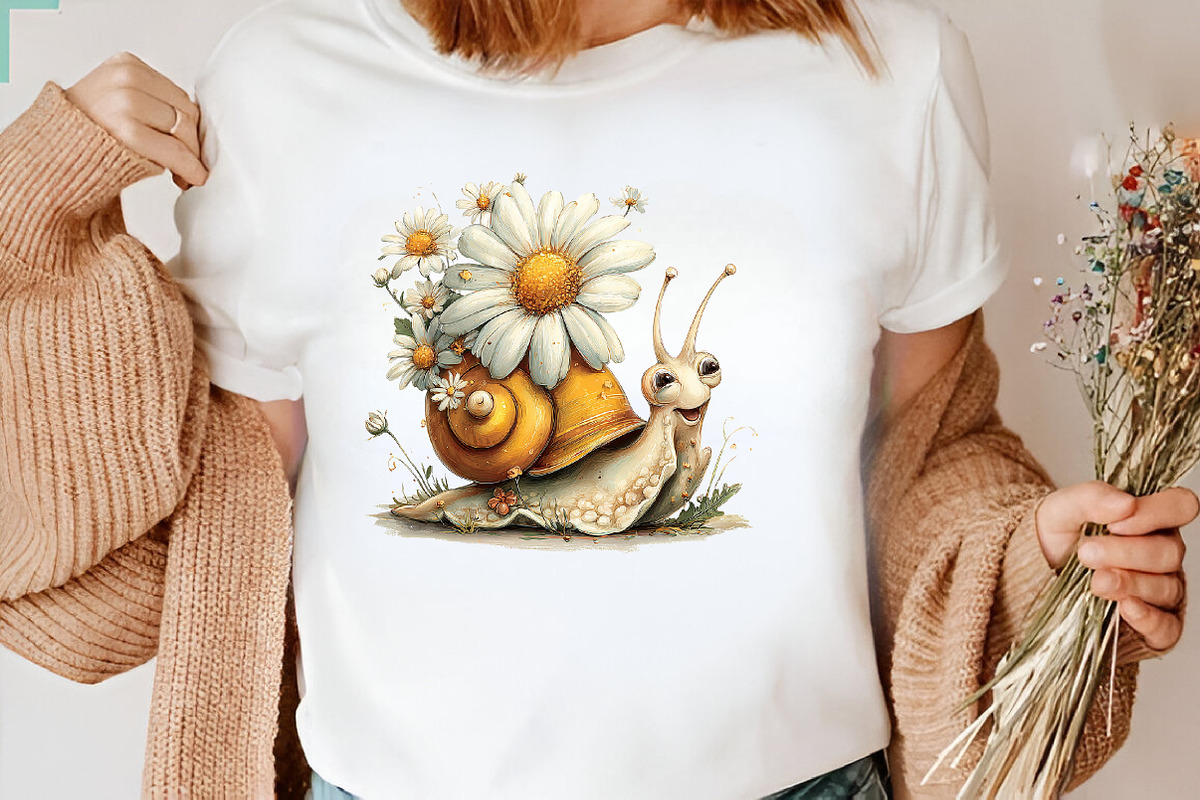 Whimsical Daisy Snail Clipart, a Seasonal Illustration by CreationArt (Photo 6 of 7)