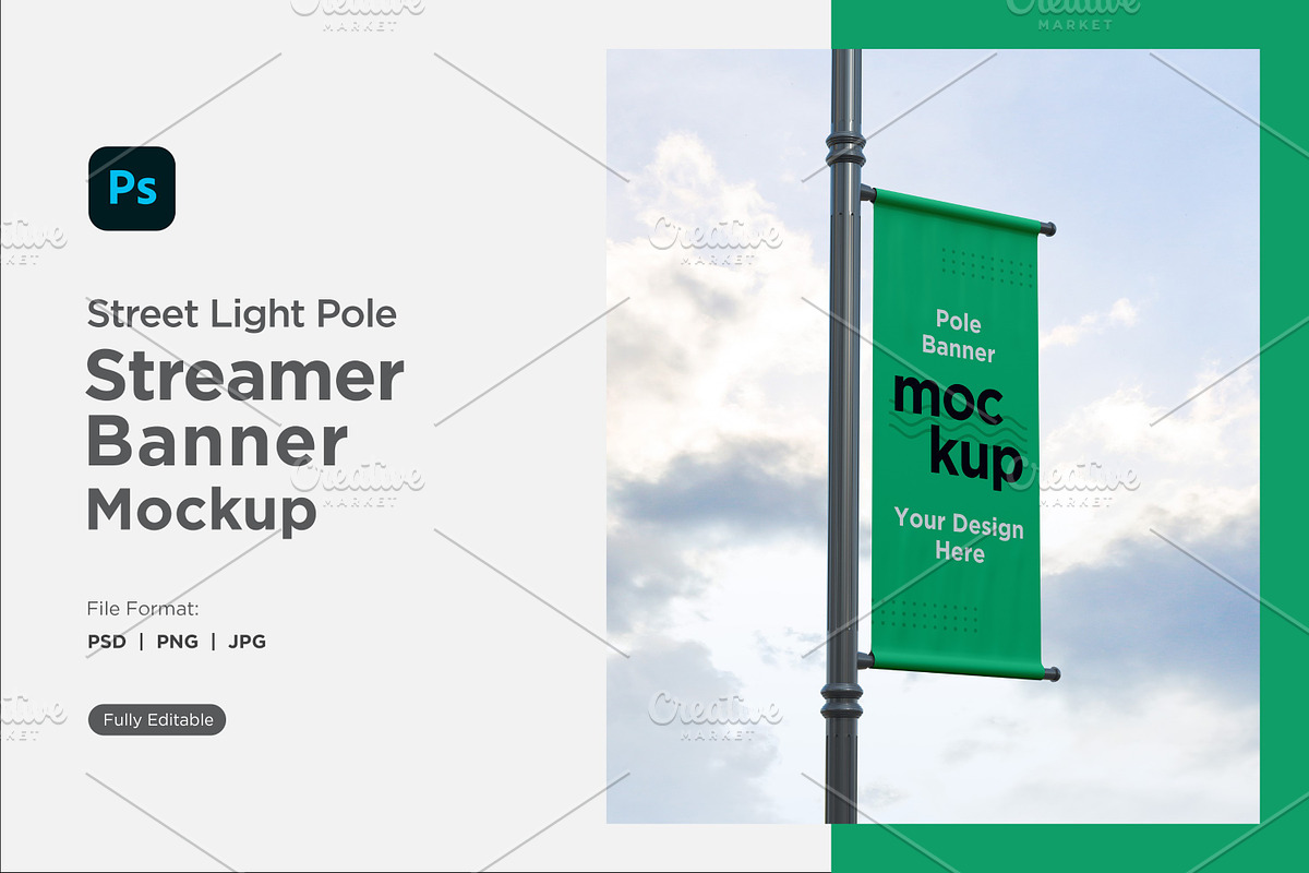 Pole Banner Mockup Side View V 52, an Advertising Mockup by shahsoft (Photo 1 of 2)