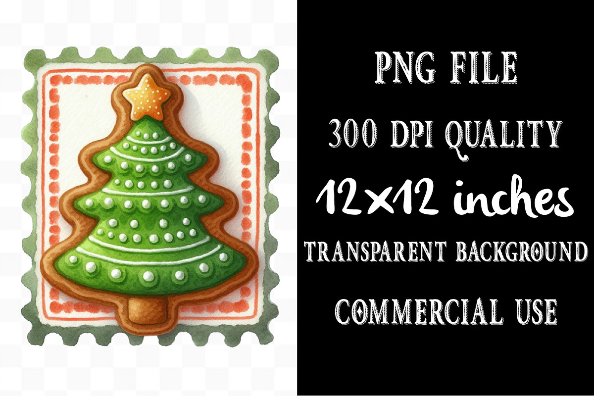 Watercolor Christmas Gingerbread, an Illustration by Designking (Photo 3 of 4)