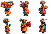Quirky Elderly Valentine Woman PNG, an Illustration by CraftArtStudio (Thumbnail 2 of 6)