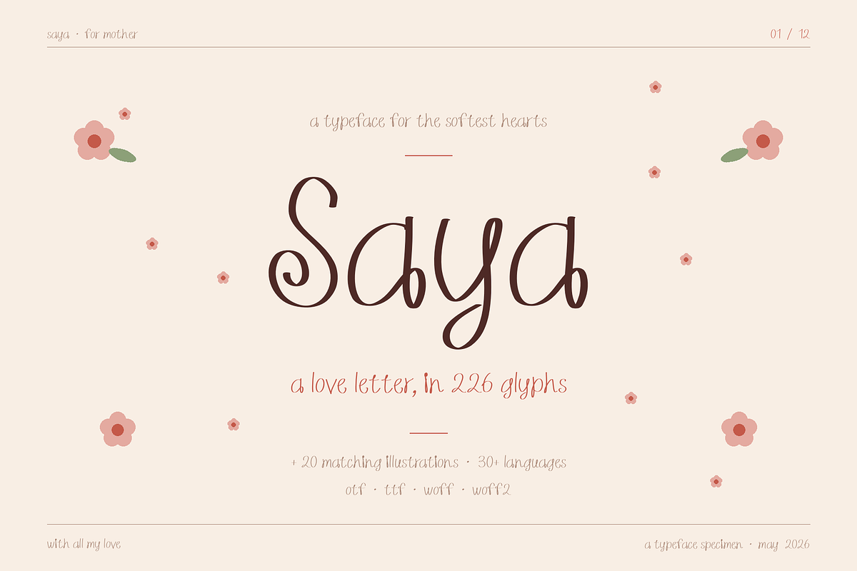 Saya — A Script for Tender Moments, a Handwritten Font by Lettra Studio (Photo 1 of 19)