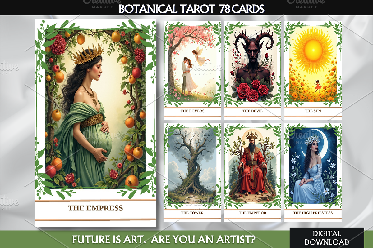 Botanical Tarot Cards Deck, a Decorative Illustration by Mugio (Photo 1 of 4)