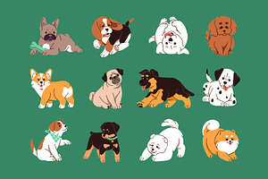 Cute puppies, funny baby dogs set, an Animal Illustration by PaperTrident