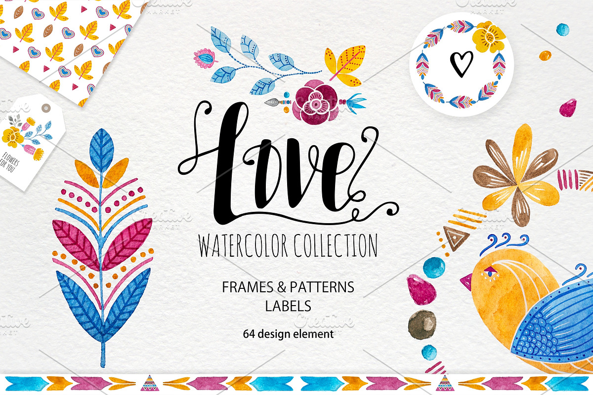 ♥ Love & Watercolor Collection ♥, an Illustration by OlgaAlekseenko (Photo 1 of 5)