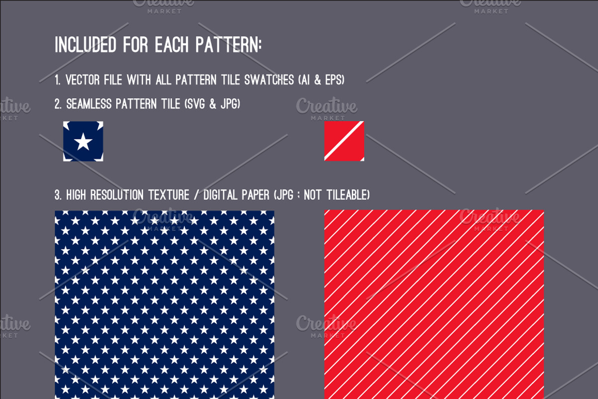 Vector Patriotic Stars & Stripes, a Pattern Graphic by SubwayParty (Photo 2 of 2)