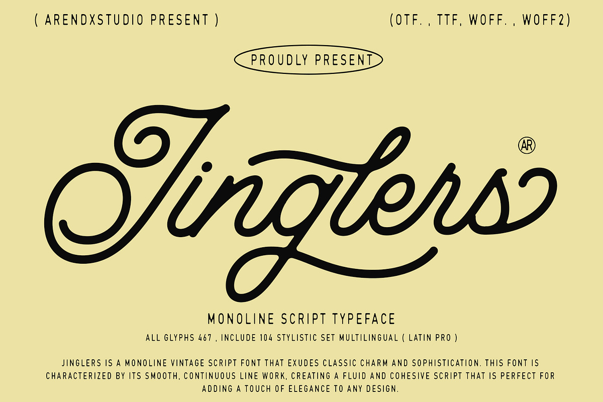 Jinglers - Monoline Script Font, a Script Font by Arendxstudio (Photo 2 of 11)