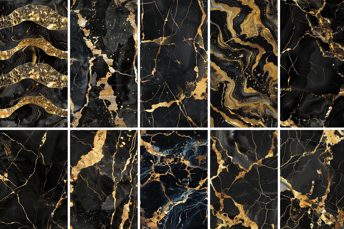 Black Gold Marble Seamless Textures, a Texture Graphic by BrushstrokeArtGB (Photo 11 of 12)