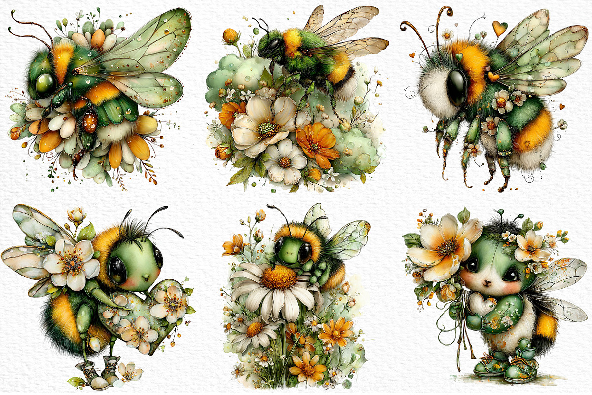 Whimsical Spring Bee Clipart Png, an Illustration by Craft Nest (Photo 3 of 5)