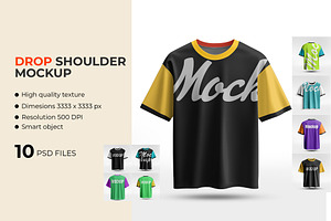 Drop Shoulder T-Shirt Mockup Set