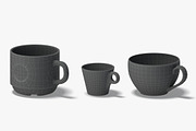 10 White Ceramic Cups 3D Model, an Object 3D Model by rebrandy (Thumbnail 8 of 9)