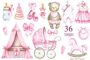 Baby Girl Shower Nursery Cute Bear