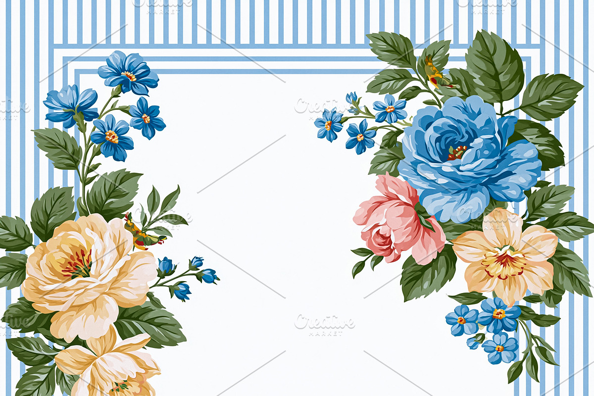 Floral frame creating elegant border design with blooming roses,, an Illustration by Studio ANNA (Photo 2 of 2)