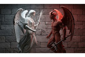 White marble angel statue and red, an Arts & Entertainment Photo by Igor Tichonow
