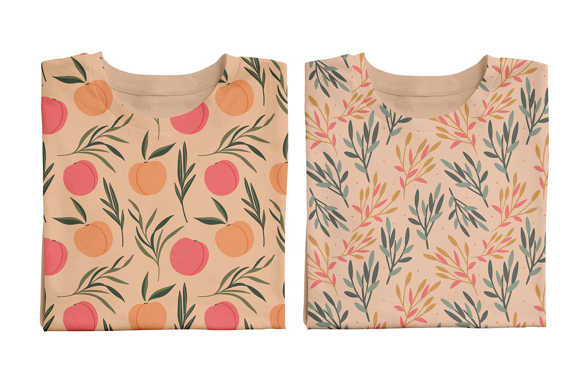 Peaches and leaves seamless pattern, a Pattern Graphic by hanifa_design (Photo 5 of 5)
