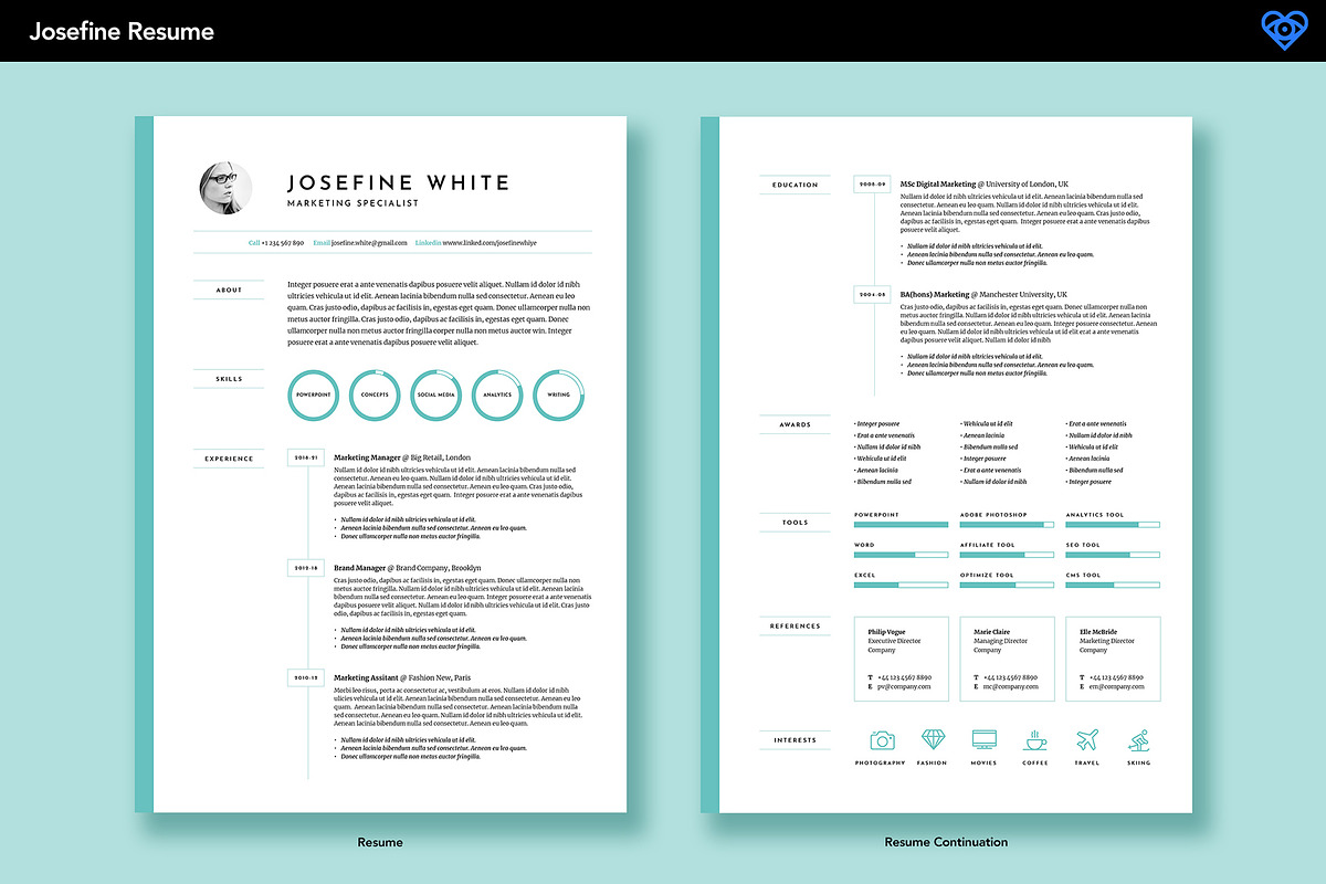 Pastel Resume, a Resume Template by ikono.me (Photo 4 of 6)