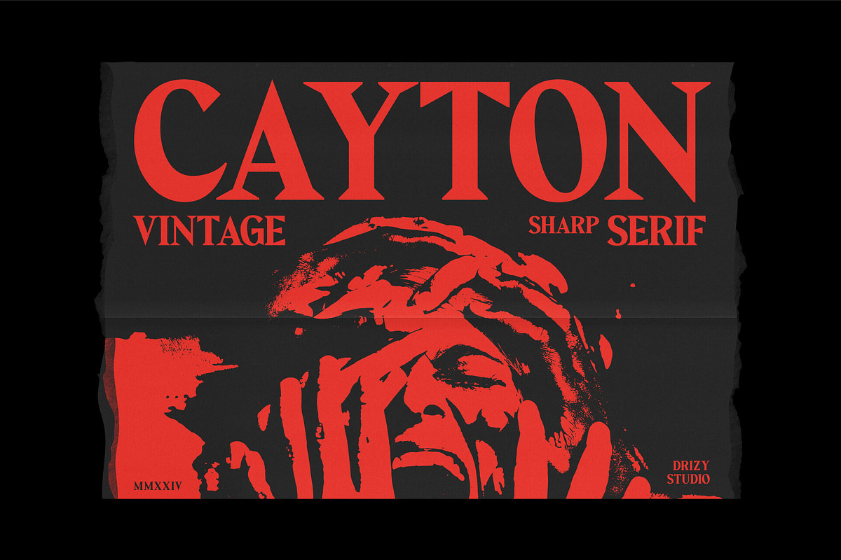 Cayton - Vintage Sharp Serif Font, a Serif Font by Drizy (Photo 1 of 9)