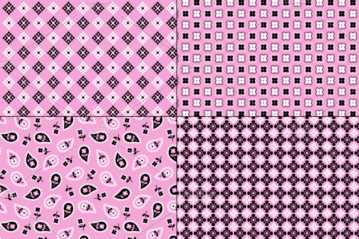 Seamless Pink Bandana Patterns preview 3