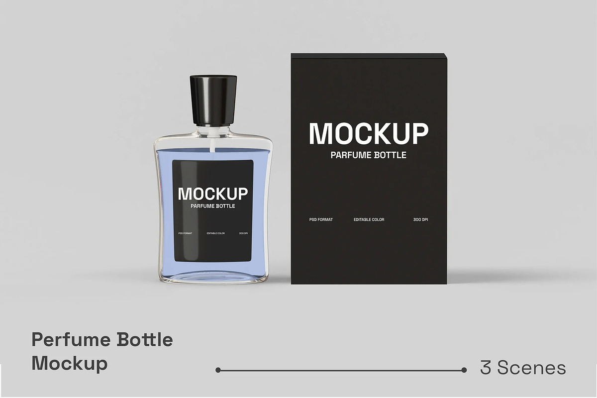 Perfume Bottle Mockup, a Packaging Mockup by renderstockmarket (Photo 1 of 4)