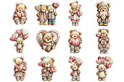 Valentine's Day Teddy Bears Clipart, an Illustration by Designking (Thumbnail 3 of 5)