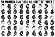 50 Mother and Baby Silhouette Bundle, an Illustration by Creativeshirt (Thumbnail 1 of 48)