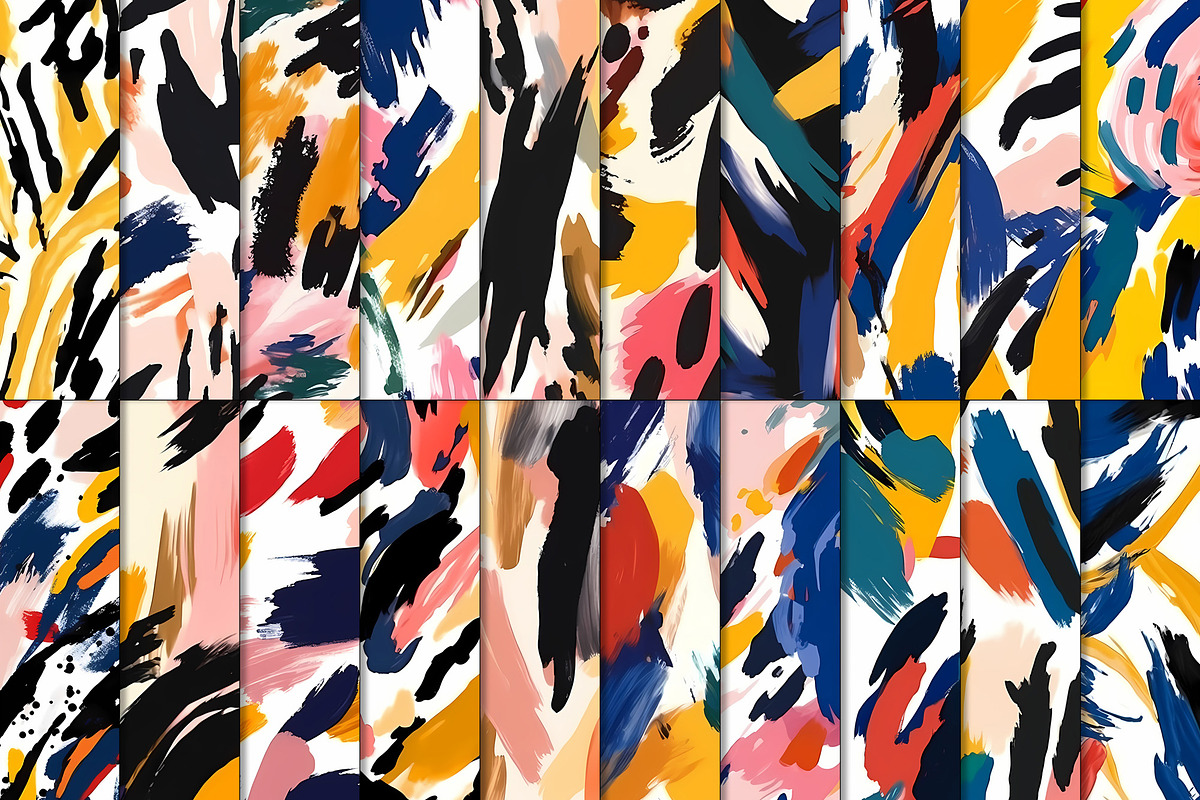 20 Seamless Abstract Brush Strokes, a Pattern Graphic by Nordic Design (Photo 4 of 9)