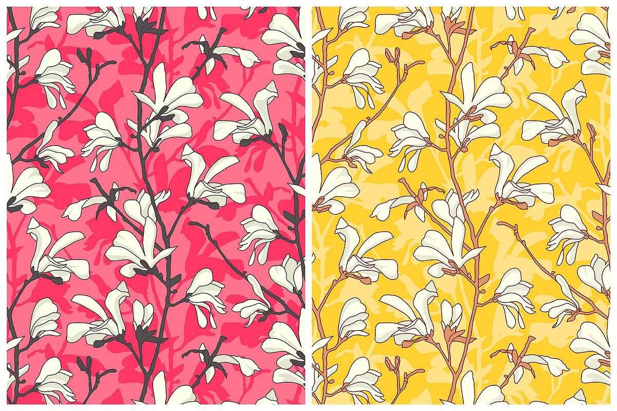 Magnolia flowers blooming set, a Pattern Graphic by Krolja (Photo 2 of 9)