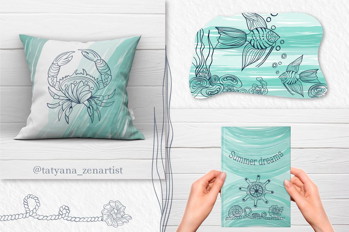 Abstract linear Ocean clipart, a Seasonal Illustration by Tatyana_Zenartist (Photo 6 of 13)