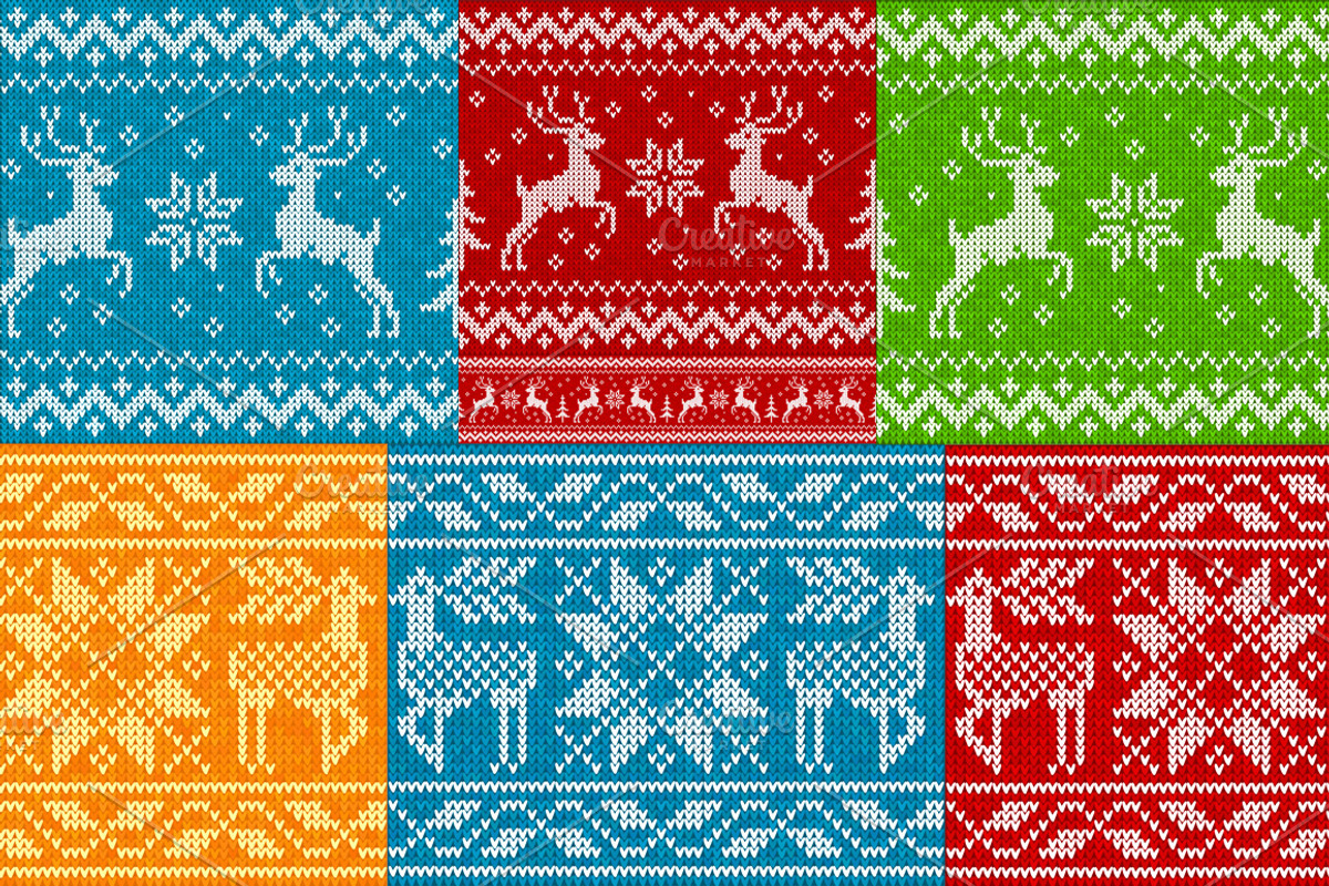 24 knitted deers vector patterns, a Pattern Graphic by Art of Sun (Photo 4 of 5)